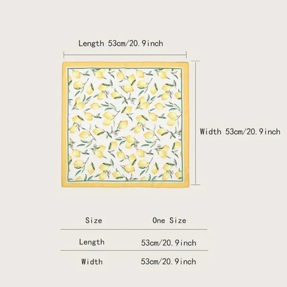 New! Chic Yellow Lemon Print Scarf – Lightweight & Stylish Square Wrap - Picture 8 of 12